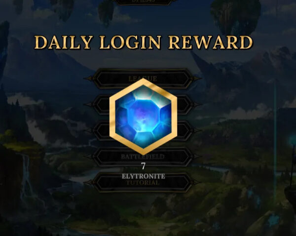 Daily-login-reward-in-elytronite in digital trading card game LOE